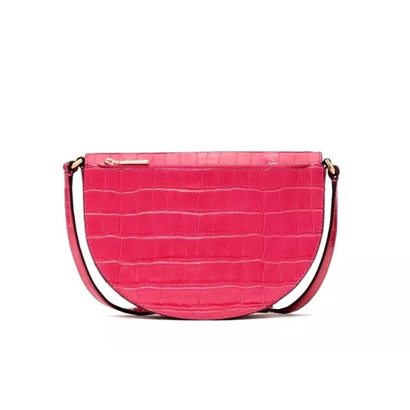 Kate Spade Luna Croc Embossed Crescent Crossbody Festive Pink - Picture 8 of 12